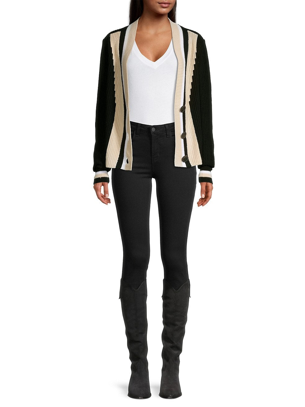 VARSITY V NECK CARDIGAN