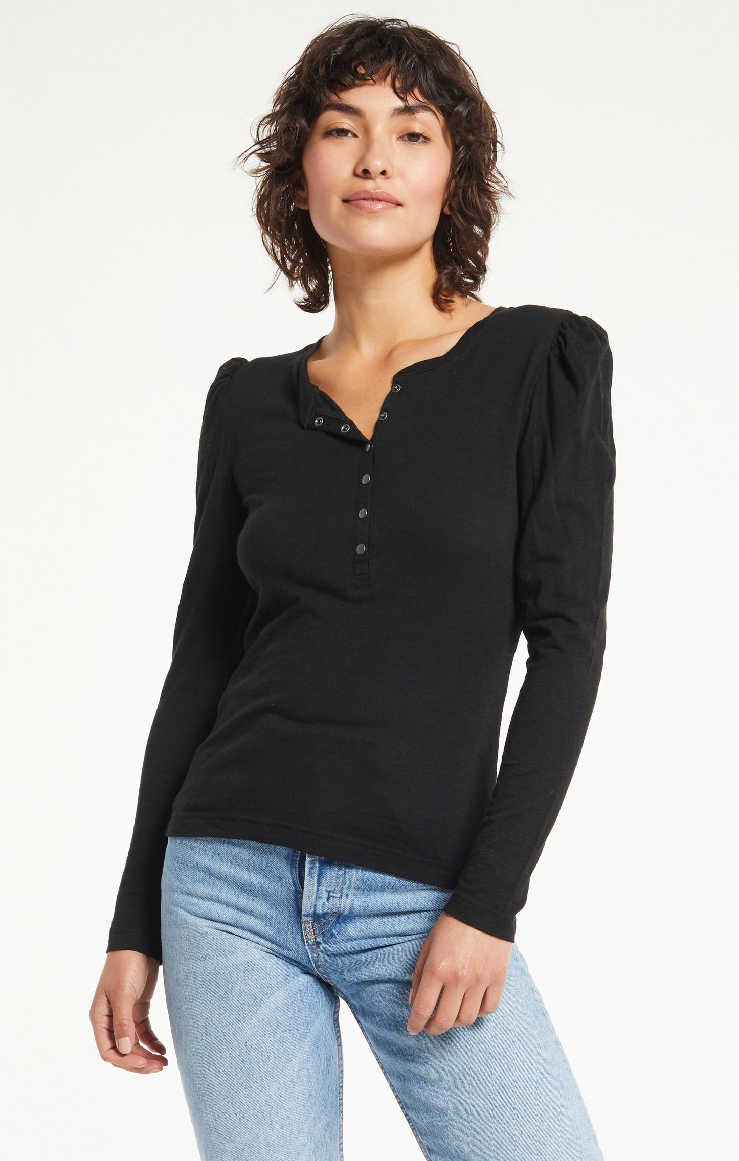 LIV BRUSHED SLUB HENLEY TOP