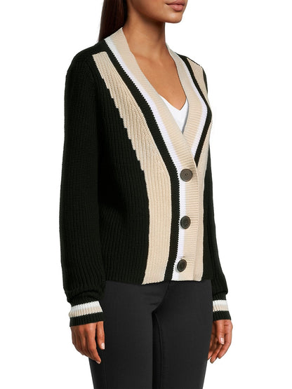 VARSITY V NECK CARDIGAN