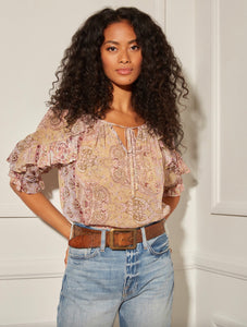 SHORT SLEEVE RUFFLE TOP