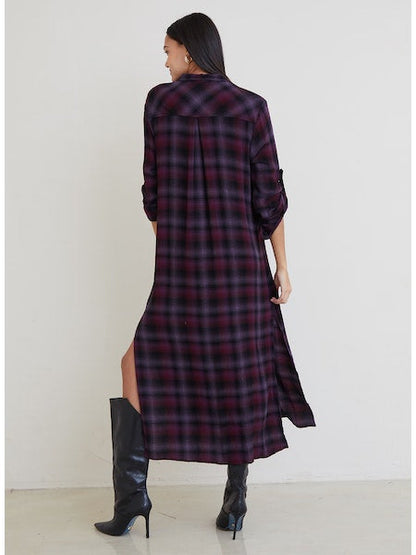 ROLLED SLEEVE DUSTER DRESS