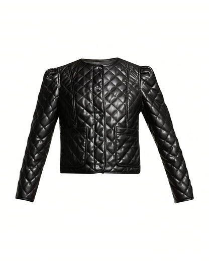 HOLLIE QUILTED VEGAN LEATHER JACKET