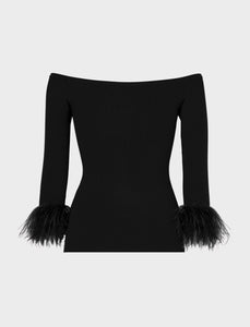 OTS FEATHER SLEEVE TOP